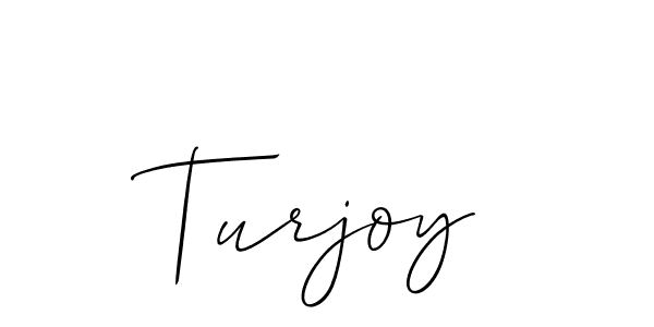 The best way (Allison_Script) to make a short signature is to pick only two or three words in your name. The name Turjoy include a total of six letters. For converting this name. Turjoy signature style 2 images and pictures png