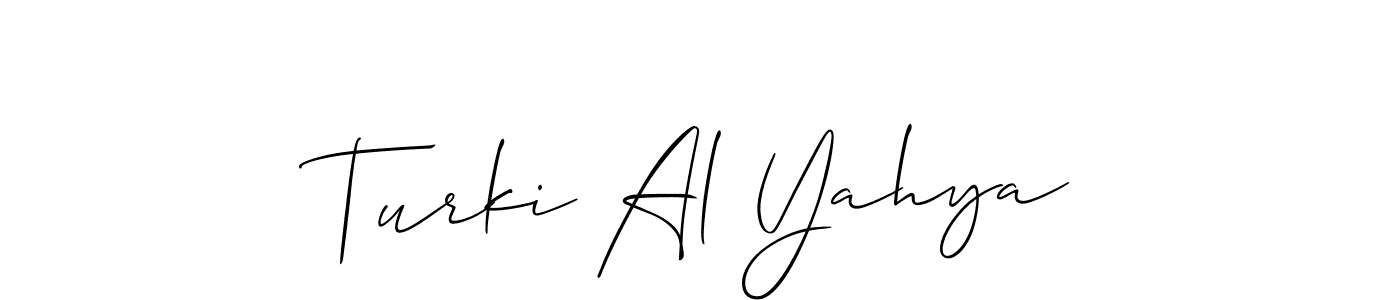 Similarly Allison_Script is the best handwritten signature design. Signature creator online .You can use it as an online autograph creator for name Turki Al Yahya. Turki Al Yahya signature style 2 images and pictures png