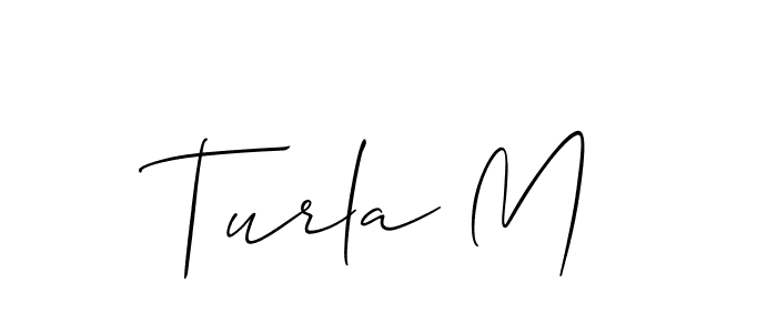 Allison_Script is a professional signature style that is perfect for those who want to add a touch of class to their signature. It is also a great choice for those who want to make their signature more unique. Get Turla M name to fancy signature for free. Turla M signature style 2 images and pictures png
