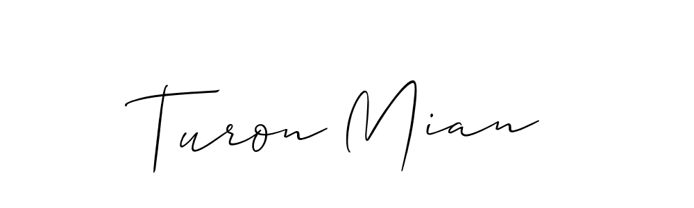 Design your own signature with our free online signature maker. With this signature software, you can create a handwritten (Allison_Script) signature for name Turon Mian. Turon Mian signature style 2 images and pictures png