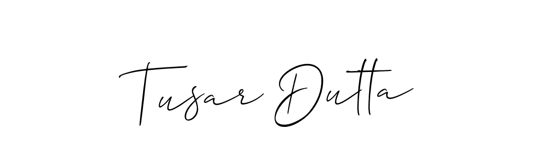 The best way (Allison_Script) to make a short signature is to pick only two or three words in your name. The name Tusar Dutta include a total of six letters. For converting this name. Tusar Dutta signature style 2 images and pictures png