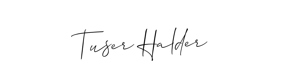 Use a signature maker to create a handwritten signature online. With this signature software, you can design (Allison_Script) your own signature for name Tuser Halder. Tuser Halder signature style 2 images and pictures png