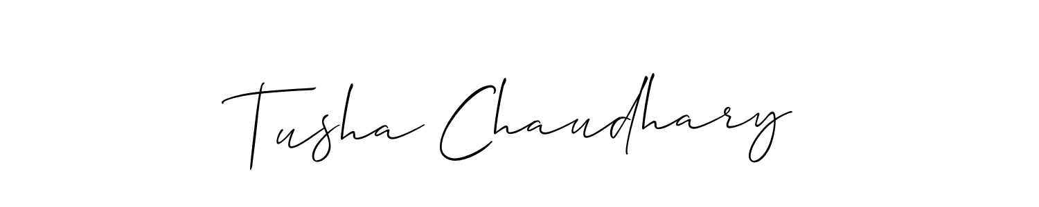 Also You can easily find your signature by using the search form. We will create Tusha Chaudhary name handwritten signature images for you free of cost using Allison_Script sign style. Tusha Chaudhary signature style 2 images and pictures png