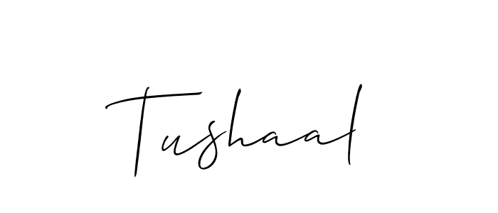 Tushaal stylish signature style. Best Handwritten Sign (Allison_Script) for my name. Handwritten Signature Collection Ideas for my name Tushaal. Tushaal signature style 2 images and pictures png