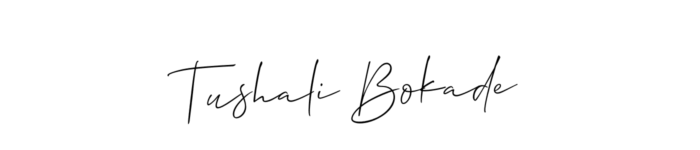 Create a beautiful signature design for name Tushali Bokade. With this signature (Allison_Script) fonts, you can make a handwritten signature for free. Tushali Bokade signature style 2 images and pictures png