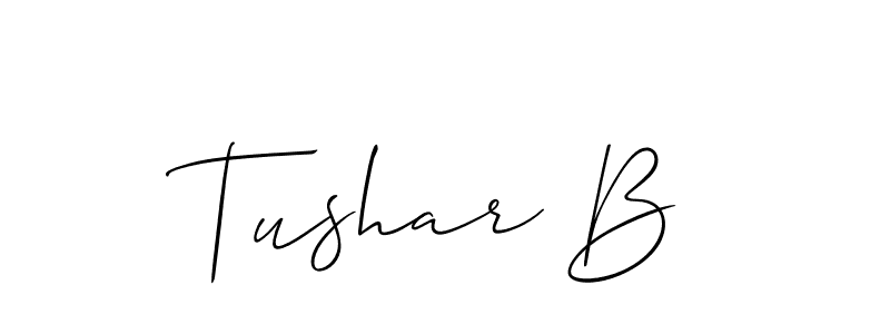 The best way (Allison_Script) to make a short signature is to pick only two or three words in your name. The name Tushar B include a total of six letters. For converting this name. Tushar B signature style 2 images and pictures png