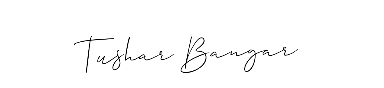 Use a signature maker to create a handwritten signature online. With this signature software, you can design (Allison_Script) your own signature for name Tushar Bangar. Tushar Bangar signature style 2 images and pictures png