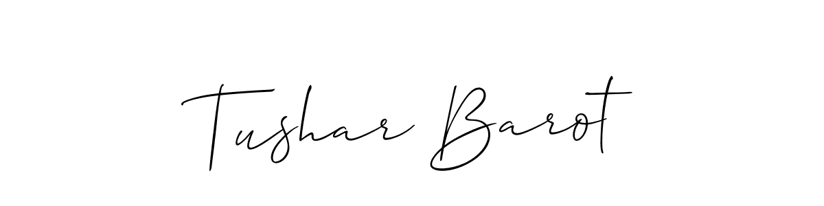 You should practise on your own different ways (Allison_Script) to write your name (Tushar Barot) in signature. don't let someone else do it for you. Tushar Barot signature style 2 images and pictures png