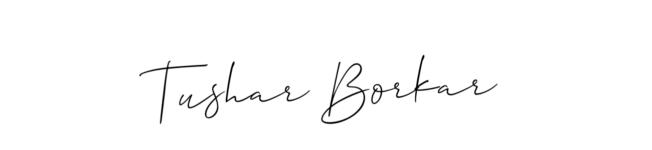 This is the best signature style for the Tushar Borkar name. Also you like these signature font (Allison_Script). Mix name signature. Tushar Borkar signature style 2 images and pictures png