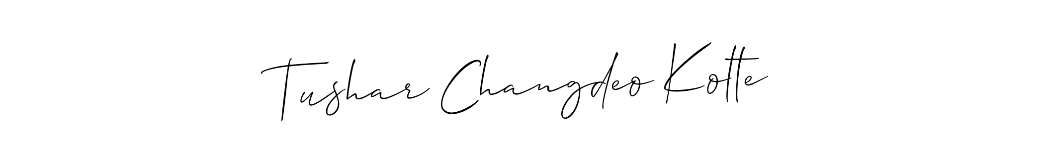 Create a beautiful signature design for name Tushar Changdeo Kolte. With this signature (Allison_Script) fonts, you can make a handwritten signature for free. Tushar Changdeo Kolte signature style 2 images and pictures png