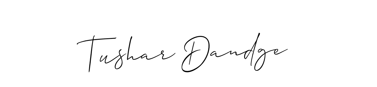 Also You can easily find your signature by using the search form. We will create Tushar Dandge name handwritten signature images for you free of cost using Allison_Script sign style. Tushar Dandge signature style 2 images and pictures png