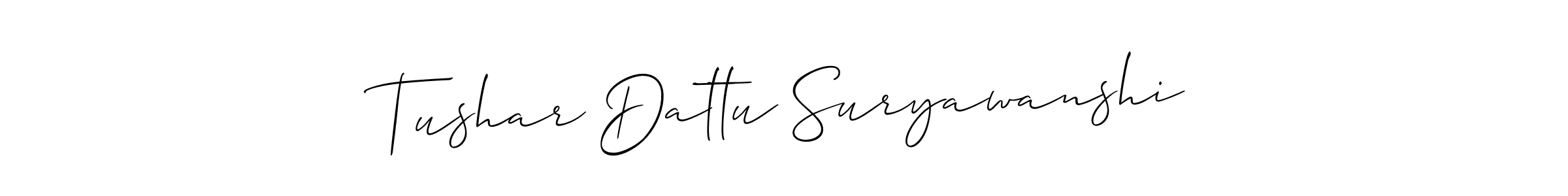 Make a short Tushar Dattu Suryawanshi signature style. Manage your documents anywhere anytime using Allison_Script. Create and add eSignatures, submit forms, share and send files easily. Tushar Dattu Suryawanshi signature style 2 images and pictures png