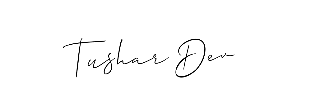 Allison_Script is a professional signature style that is perfect for those who want to add a touch of class to their signature. It is also a great choice for those who want to make their signature more unique. Get Tushar Dev name to fancy signature for free. Tushar Dev signature style 2 images and pictures png