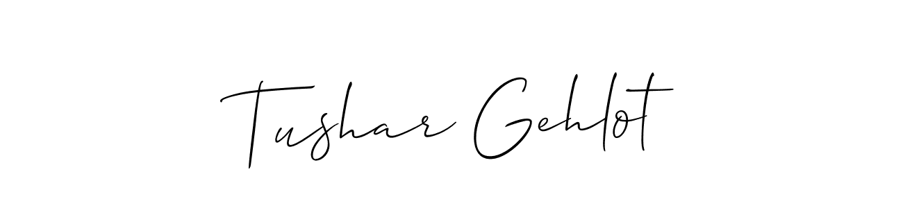 Use a signature maker to create a handwritten signature online. With this signature software, you can design (Allison_Script) your own signature for name Tushar Gehlot. Tushar Gehlot signature style 2 images and pictures png