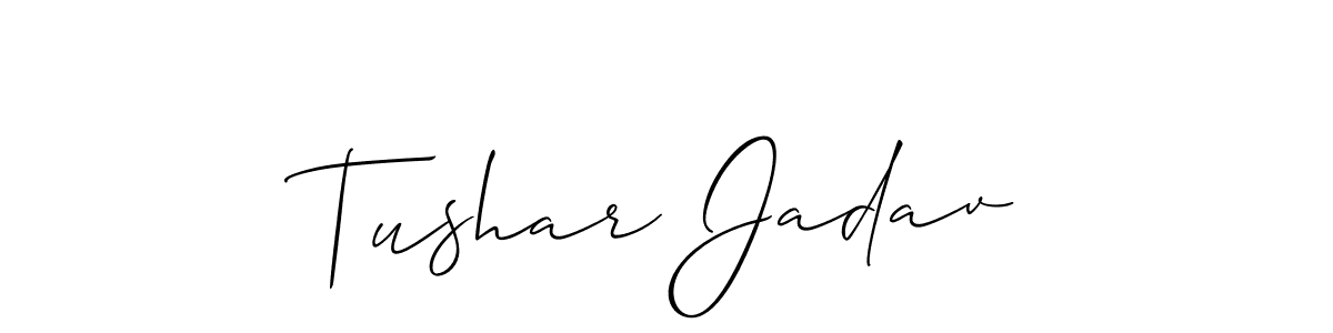 This is the best signature style for the Tushar Jadav name. Also you like these signature font (Allison_Script). Mix name signature. Tushar Jadav signature style 2 images and pictures png