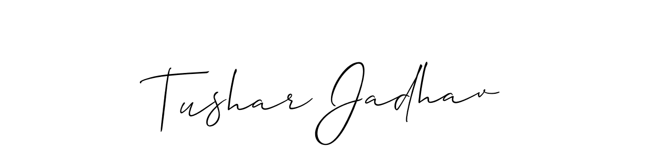 if you are searching for the best signature style for your name Tushar Jadhav. so please give up your signature search. here we have designed multiple signature styles  using Allison_Script. Tushar Jadhav signature style 2 images and pictures png