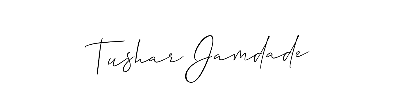 You should practise on your own different ways (Allison_Script) to write your name (Tushar Jamdade) in signature. don't let someone else do it for you. Tushar Jamdade signature style 2 images and pictures png