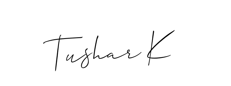 Tushar K stylish signature style. Best Handwritten Sign (Allison_Script) for my name. Handwritten Signature Collection Ideas for my name Tushar K. Tushar K signature style 2 images and pictures png