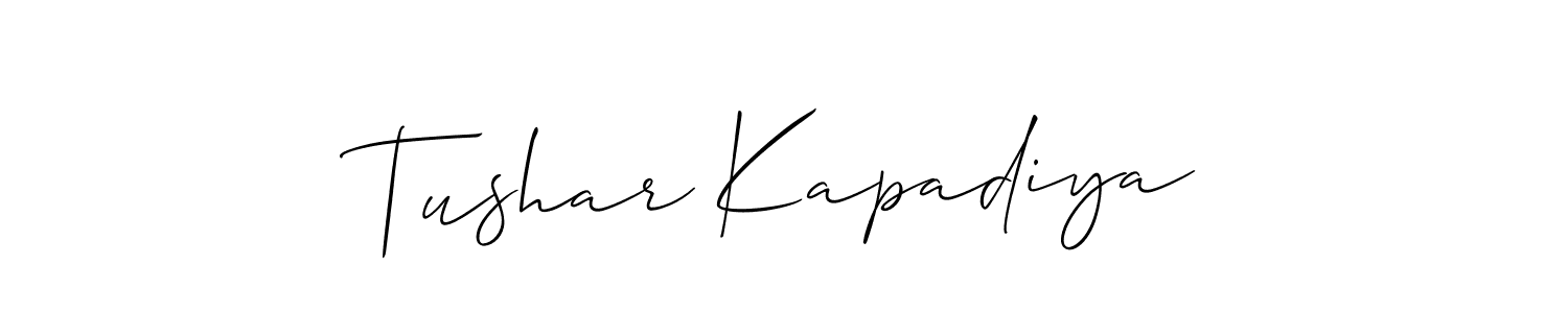 Make a short Tushar Kapadiya signature style. Manage your documents anywhere anytime using Allison_Script. Create and add eSignatures, submit forms, share and send files easily. Tushar Kapadiya signature style 2 images and pictures png