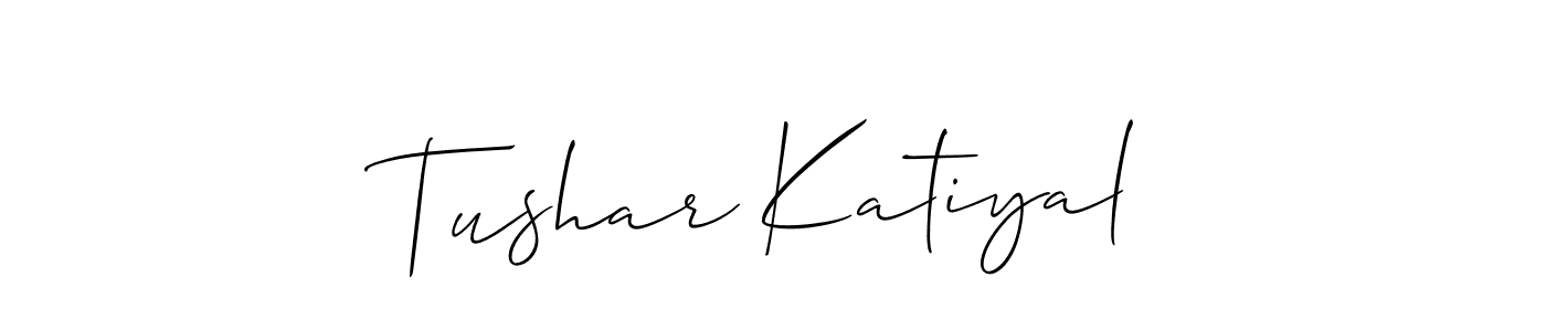 How to make Tushar Katiyal name signature. Use Allison_Script style for creating short signs online. This is the latest handwritten sign. Tushar Katiyal signature style 2 images and pictures png