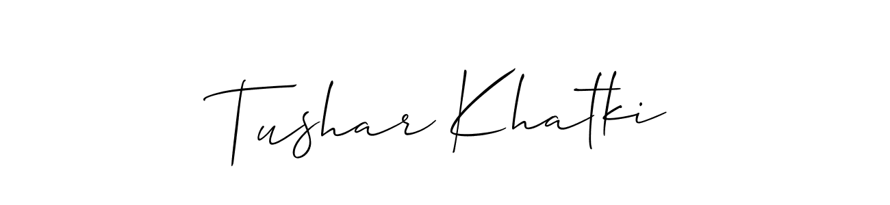 Similarly Allison_Script is the best handwritten signature design. Signature creator online .You can use it as an online autograph creator for name Tushar Khatki. Tushar Khatki signature style 2 images and pictures png