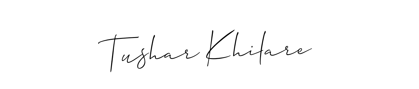 Create a beautiful signature design for name Tushar Khilare. With this signature (Allison_Script) fonts, you can make a handwritten signature for free. Tushar Khilare signature style 2 images and pictures png