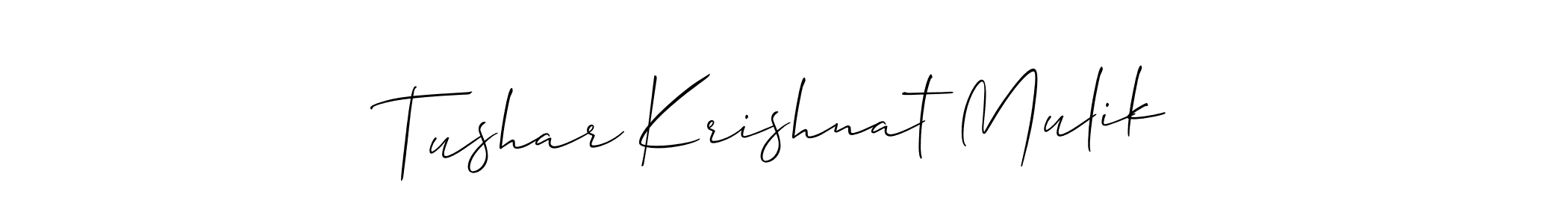 Also we have Tushar Krishnat Mulik name is the best signature style. Create professional handwritten signature collection using Allison_Script autograph style. Tushar Krishnat Mulik signature style 2 images and pictures png
