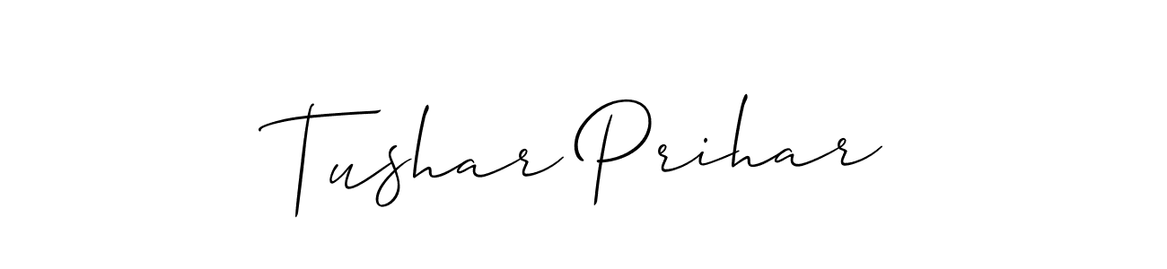 Use a signature maker to create a handwritten signature online. With this signature software, you can design (Allison_Script) your own signature for name Tushar Prihar. Tushar Prihar signature style 2 images and pictures png