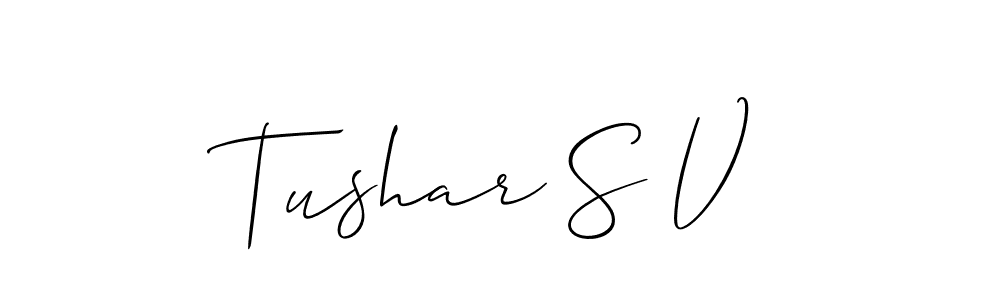 Similarly Allison_Script is the best handwritten signature design. Signature creator online .You can use it as an online autograph creator for name Tushar S V. Tushar S V signature style 2 images and pictures png