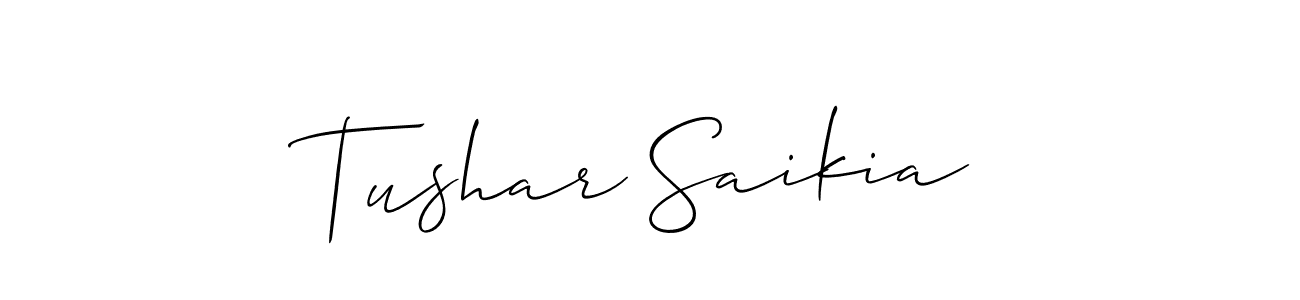 Tushar Saikia stylish signature style. Best Handwritten Sign (Allison_Script) for my name. Handwritten Signature Collection Ideas for my name Tushar Saikia. Tushar Saikia signature style 2 images and pictures png