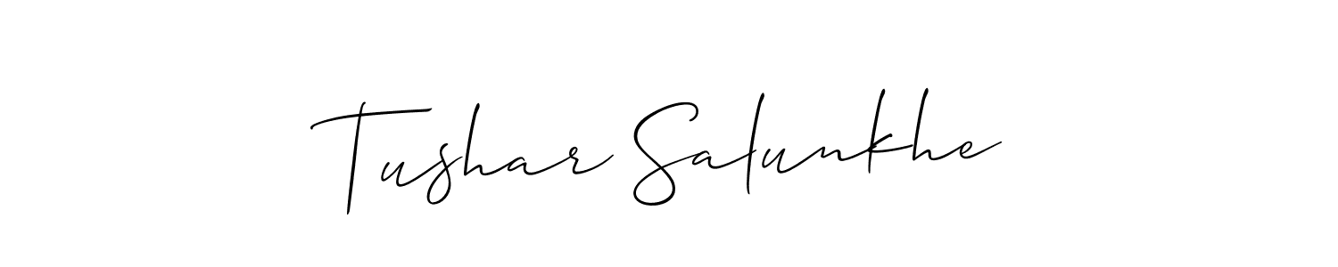 How to make Tushar Salunkhe name signature. Use Allison_Script style for creating short signs online. This is the latest handwritten sign. Tushar Salunkhe signature style 2 images and pictures png