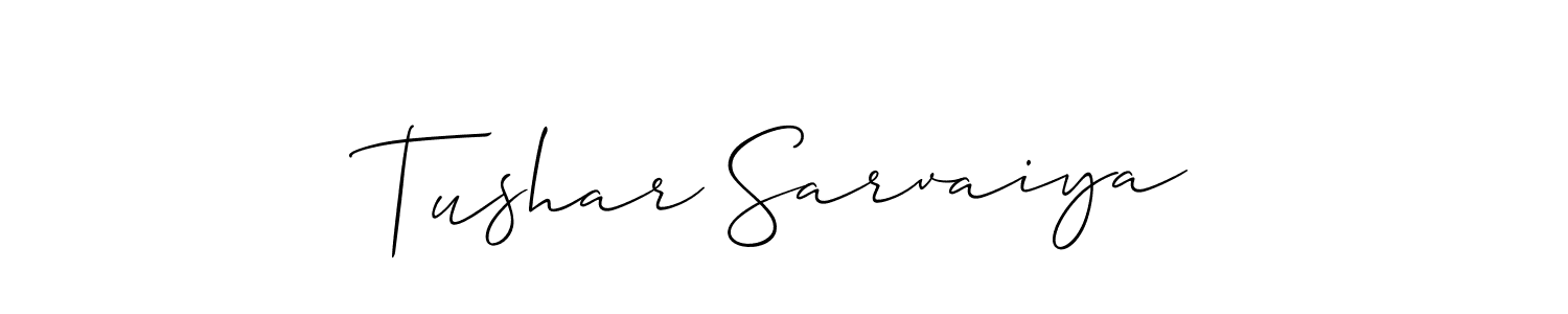 Allison_Script is a professional signature style that is perfect for those who want to add a touch of class to their signature. It is also a great choice for those who want to make their signature more unique. Get Tushar Sarvaiya name to fancy signature for free. Tushar Sarvaiya signature style 2 images and pictures png