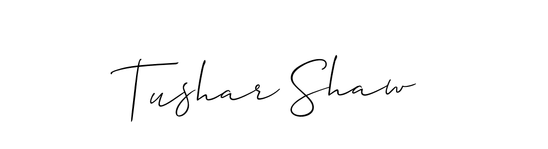 The best way (Allison_Script) to make a short signature is to pick only two or three words in your name. The name Tushar Shaw include a total of six letters. For converting this name. Tushar Shaw signature style 2 images and pictures png