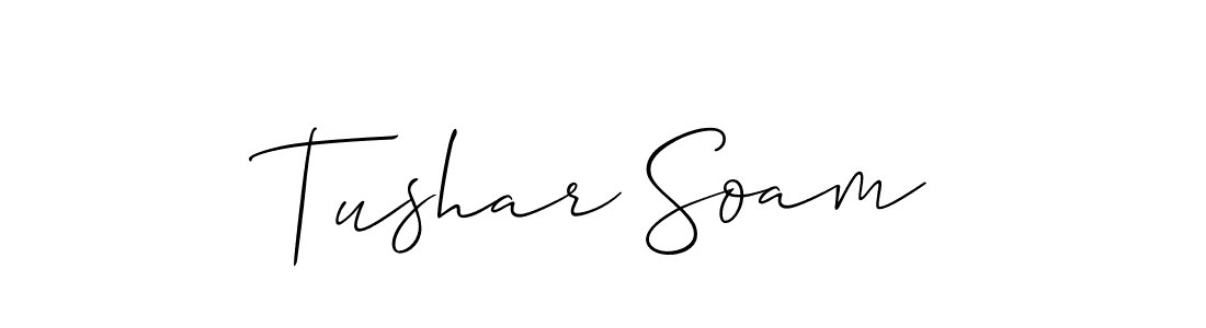 Make a short Tushar Soam signature style. Manage your documents anywhere anytime using Allison_Script. Create and add eSignatures, submit forms, share and send files easily. Tushar Soam signature style 2 images and pictures png