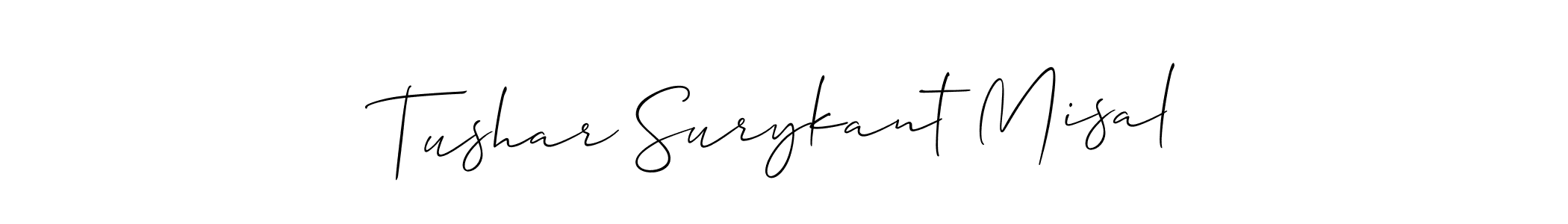 if you are searching for the best signature style for your name Tushar Surykant Misal. so please give up your signature search. here we have designed multiple signature styles  using Allison_Script. Tushar Surykant Misal signature style 2 images and pictures png