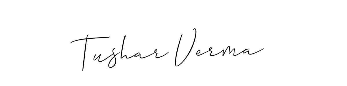 Create a beautiful signature design for name Tushar Verma. With this signature (Allison_Script) fonts, you can make a handwritten signature for free. Tushar Verma signature style 2 images and pictures png