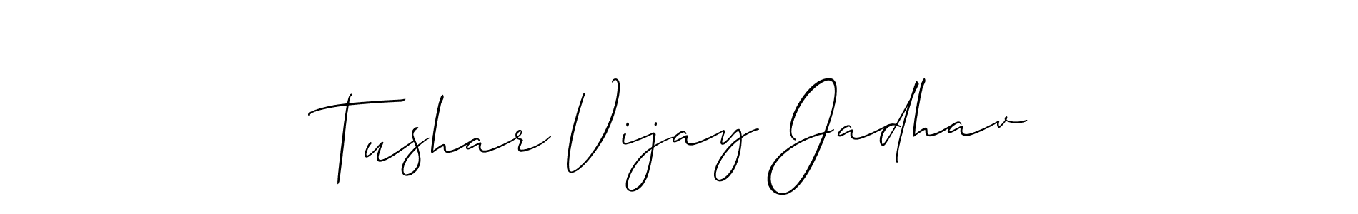 How to Draw Tushar Vijay Jadhav signature style? Allison_Script is a latest design signature styles for name Tushar Vijay Jadhav. Tushar Vijay Jadhav signature style 2 images and pictures png
