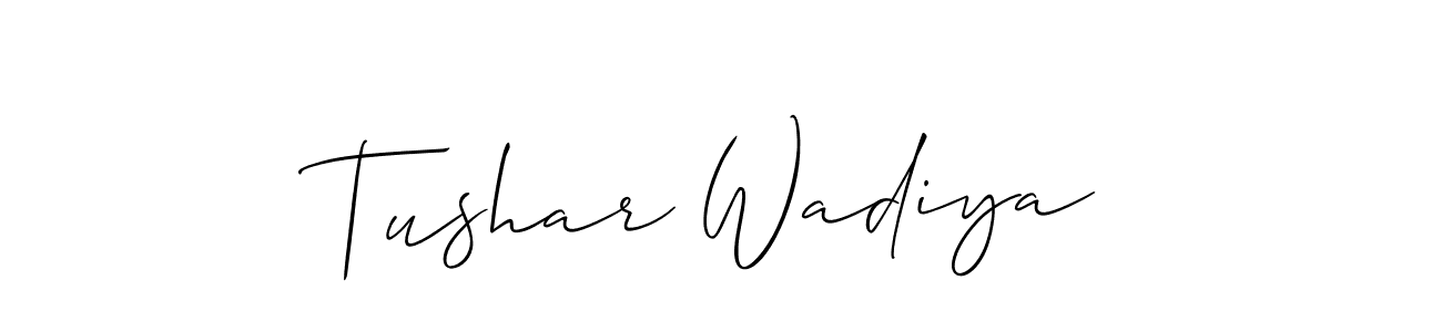 if you are searching for the best signature style for your name Tushar Wadiya. so please give up your signature search. here we have designed multiple signature styles  using Allison_Script. Tushar Wadiya signature style 2 images and pictures png