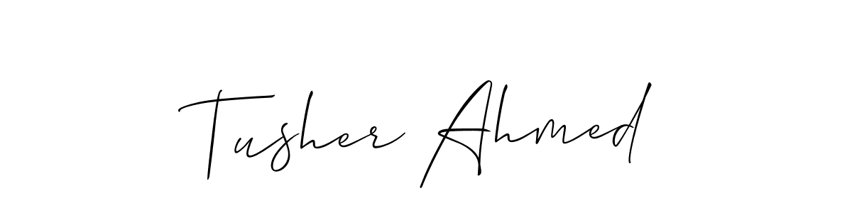 Create a beautiful signature design for name Tusher Ahmed. With this signature (Allison_Script) fonts, you can make a handwritten signature for free. Tusher Ahmed signature style 2 images and pictures png