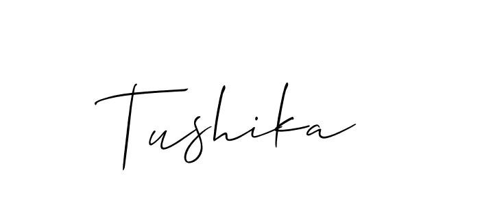 Make a beautiful signature design for name Tushika. With this signature (Allison_Script) style, you can create a handwritten signature for free. Tushika signature style 2 images and pictures png