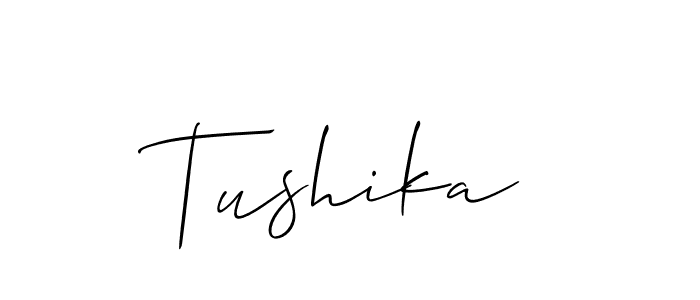 Also we have Tushika name is the best signature style. Create professional handwritten signature collection using Allison_Script autograph style. Tushika signature style 2 images and pictures png