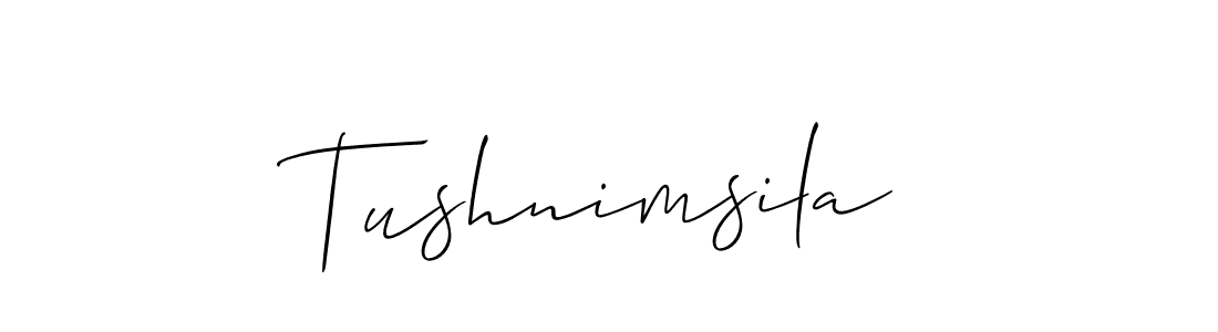 It looks lik you need a new signature style for name Tushnimsila. Design unique handwritten (Allison_Script) signature with our free signature maker in just a few clicks. Tushnimsila signature style 2 images and pictures png