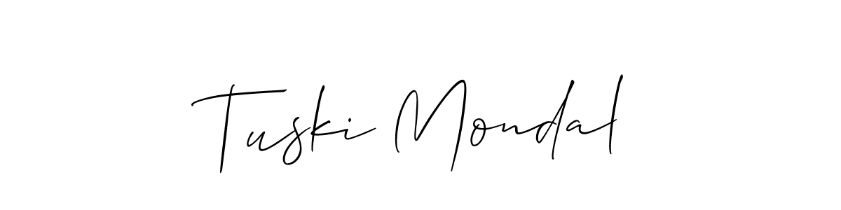 How to Draw Tuski Mondal signature style? Allison_Script is a latest design signature styles for name Tuski Mondal. Tuski Mondal signature style 2 images and pictures png