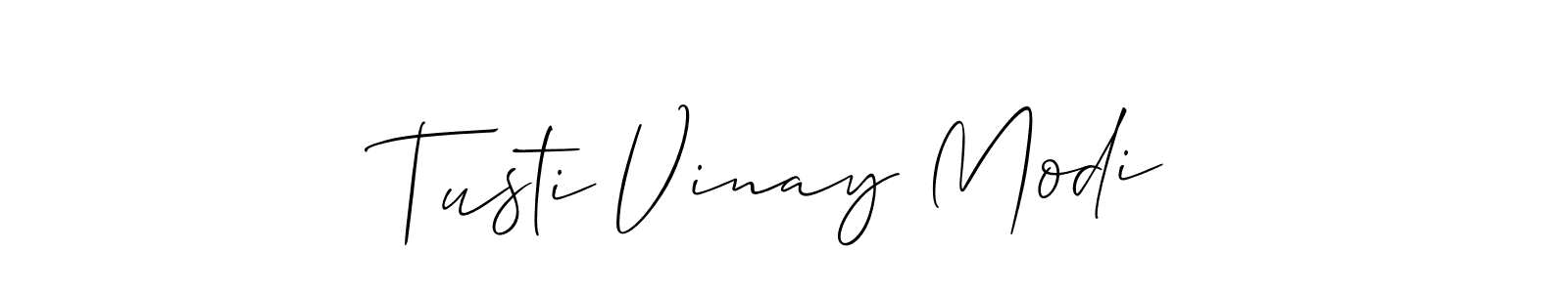 You should practise on your own different ways (Allison_Script) to write your name (Tusti Vinay Modi) in signature. don't let someone else do it for you. Tusti Vinay Modi signature style 2 images and pictures png