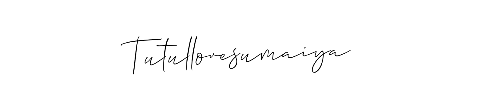 You should practise on your own different ways (Allison_Script) to write your name (Tutullovesumaiya) in signature. don't let someone else do it for you. Tutullovesumaiya signature style 2 images and pictures png