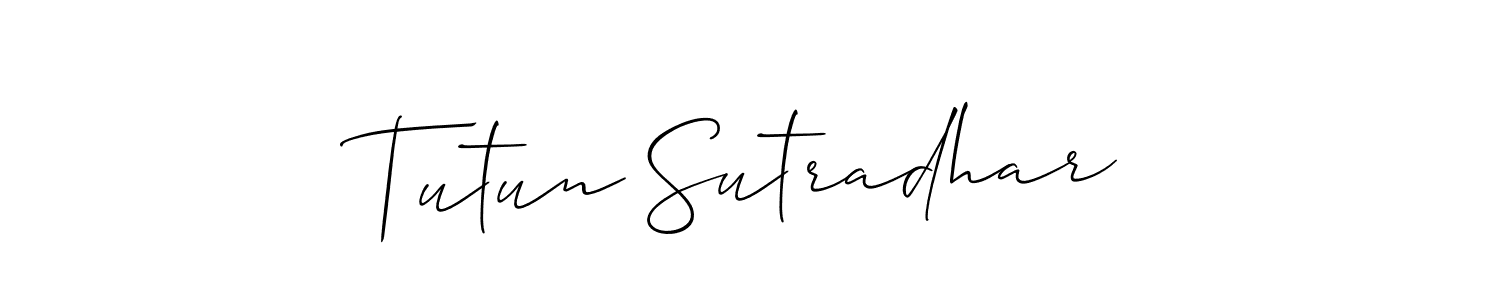 The best way (Allison_Script) to make a short signature is to pick only two or three words in your name. The name Tutun Sutradhar include a total of six letters. For converting this name. Tutun Sutradhar signature style 2 images and pictures png
