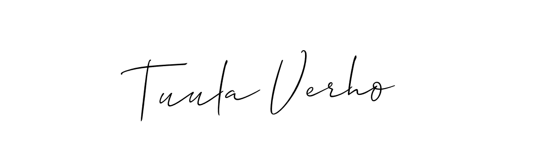 Use a signature maker to create a handwritten signature online. With this signature software, you can design (Allison_Script) your own signature for name Tuula Verho. Tuula Verho signature style 2 images and pictures png