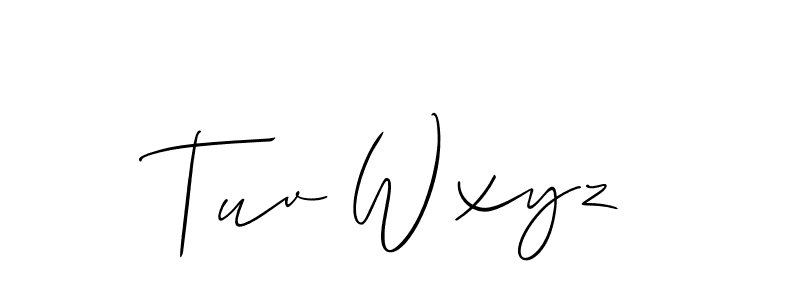 if you are searching for the best signature style for your name Tuv Wxyz. so please give up your signature search. here we have designed multiple signature styles  using Allison_Script. Tuv Wxyz signature style 2 images and pictures png