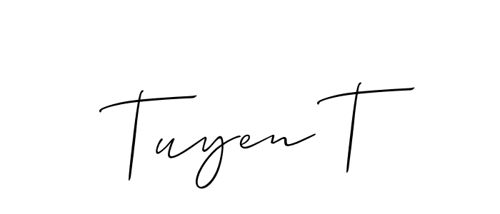 Also You can easily find your signature by using the search form. We will create Tuyen T name handwritten signature images for you free of cost using Allison_Script sign style. Tuyen T signature style 2 images and pictures png