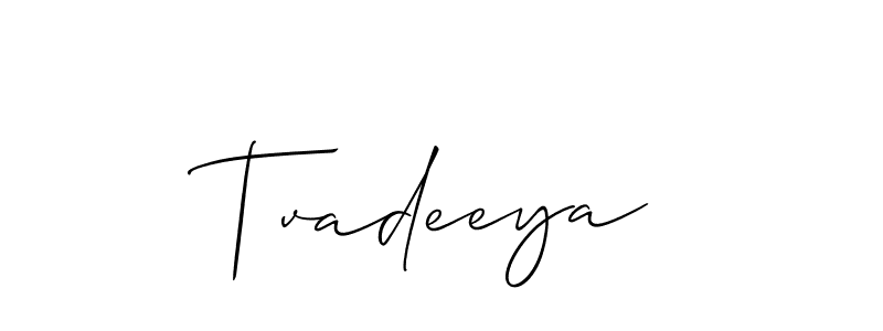 Make a short Tvadeeya signature style. Manage your documents anywhere anytime using Allison_Script. Create and add eSignatures, submit forms, share and send files easily. Tvadeeya signature style 2 images and pictures png